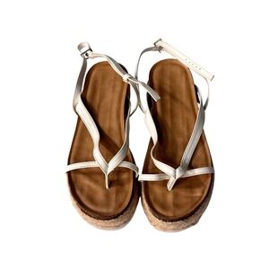 Rilista Womens White Strappy Espadrille Platform Sandals‎ Size 8.5 Buckle Ankle